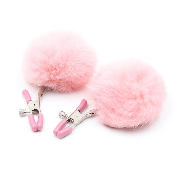 Sexy Furry Ball Nipple Clamps (Pink)