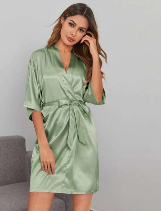 Light Olive Satin Gown