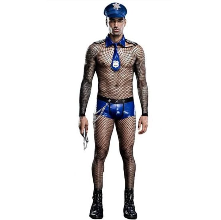 Provocative Police Fishnet Male Outfit