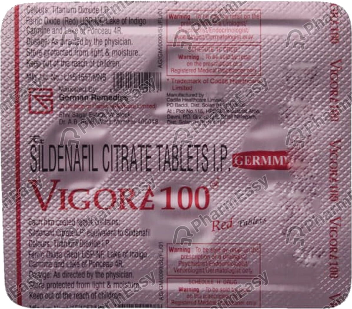 Vigore 100mg Red Tablet 4's