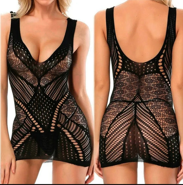 Fishnet Mesh Mini Dress