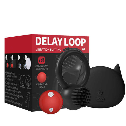 Delay Loop Rechargeable Cock Ring with Ticklers