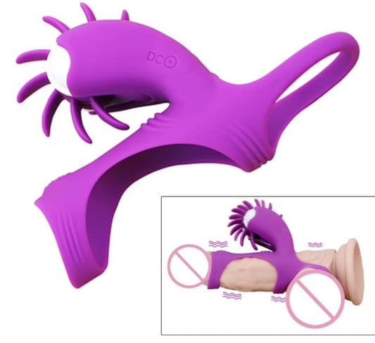 Cock & Ball Cock Ring Rings with Rolling Tongues Vibrator