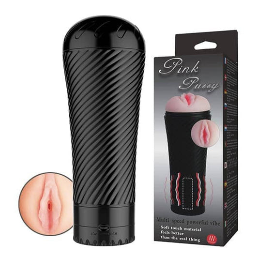 Pink Pussy Battery-Operated 230mm Vibrating Masturbator