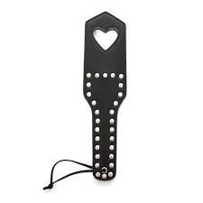 Black Leather Heart Shaped Spanking Paddle Bondage