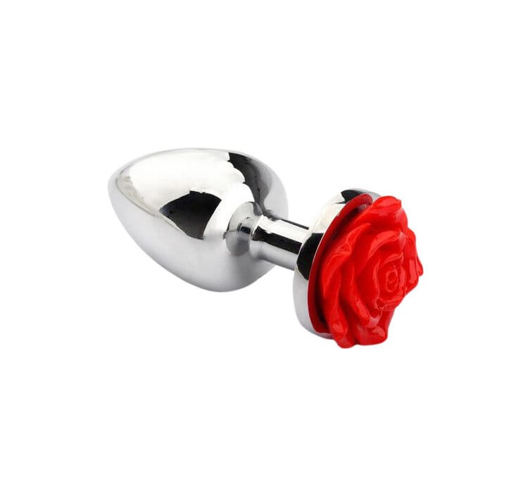 Steel 90mm Butt Plug with Rose Embellishment