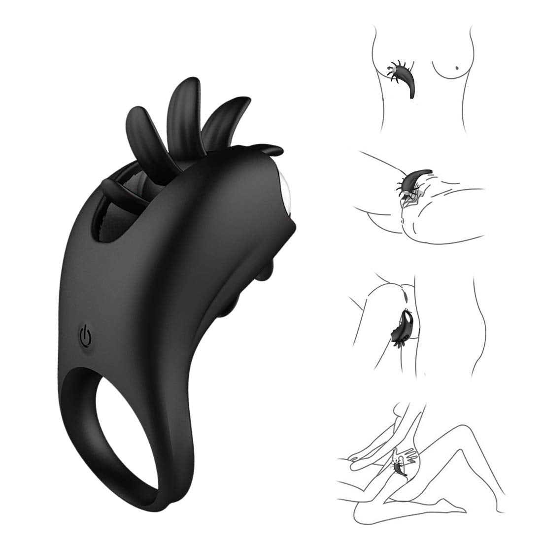 Cock Ring with Tongues Rechargeable