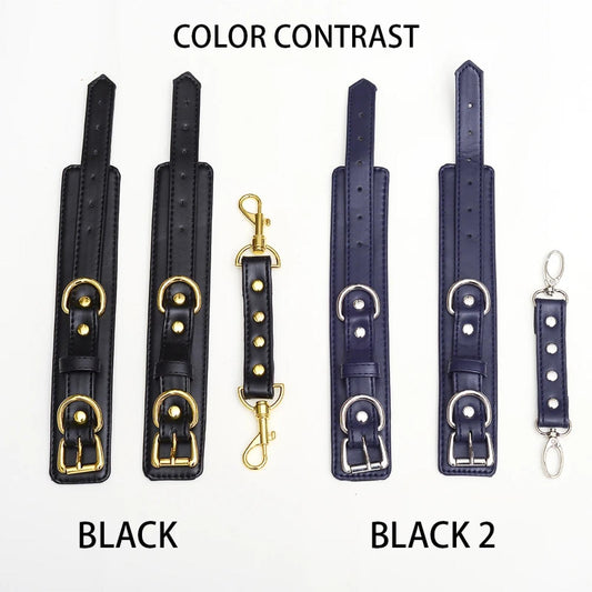 BDSM Navy & Gold Wrist Cuffs